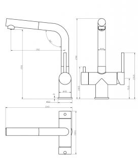Смеситель для кухни под фильтр с выдвижным изливом GROCENBERG GB4097MG (Kerox Венгрия) Матовое золото